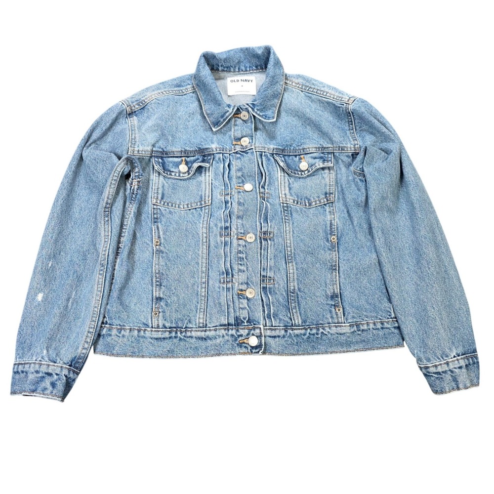 Old Navy Denim Trucker Jacket Women's Size M Blue Light Wash Cotton Button Front